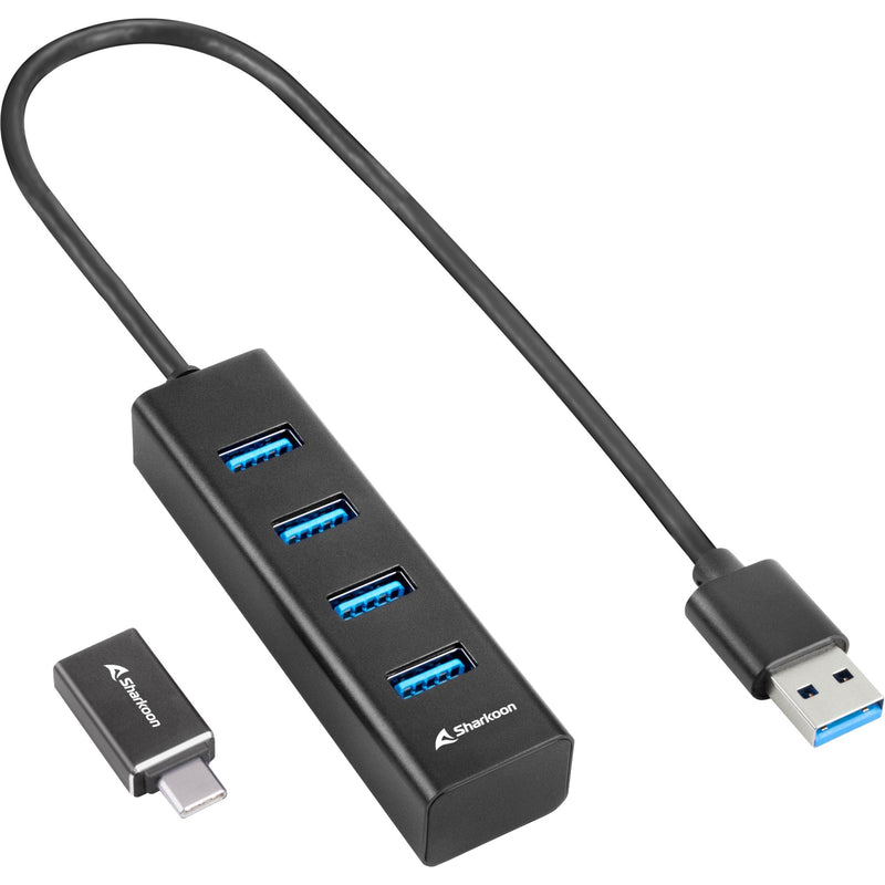 Load image into Gallery viewer, Sharkoon 4-port usb 3.2 gen 1 aluminium usb-hub (zwart)
