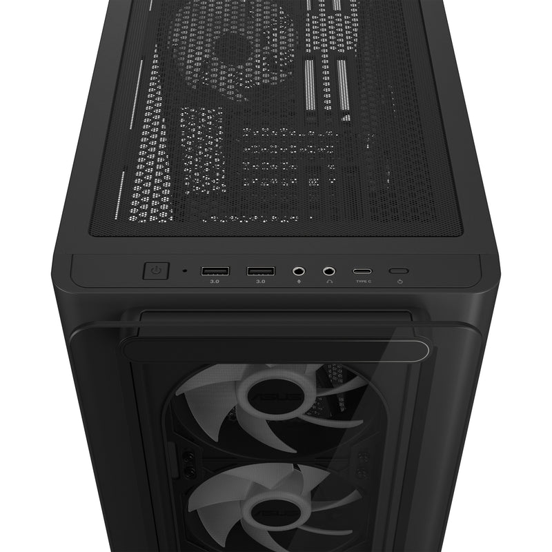 Load image into Gallery viewer, Asus a23 plus mini tower behuizing (zwart | 2x usb-a | 1x usb-c | rgb | tempered glass)
