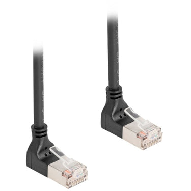 Delock rj45 network cable cat.6a s ftp slim 90° upwards upwards angled 5 m kabel (zwart)