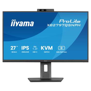 Iiyama prolite xb2797qsnph-b1 27 monitor (zwart, hdmi, displayport, usb-c, lan, audio, webcam)