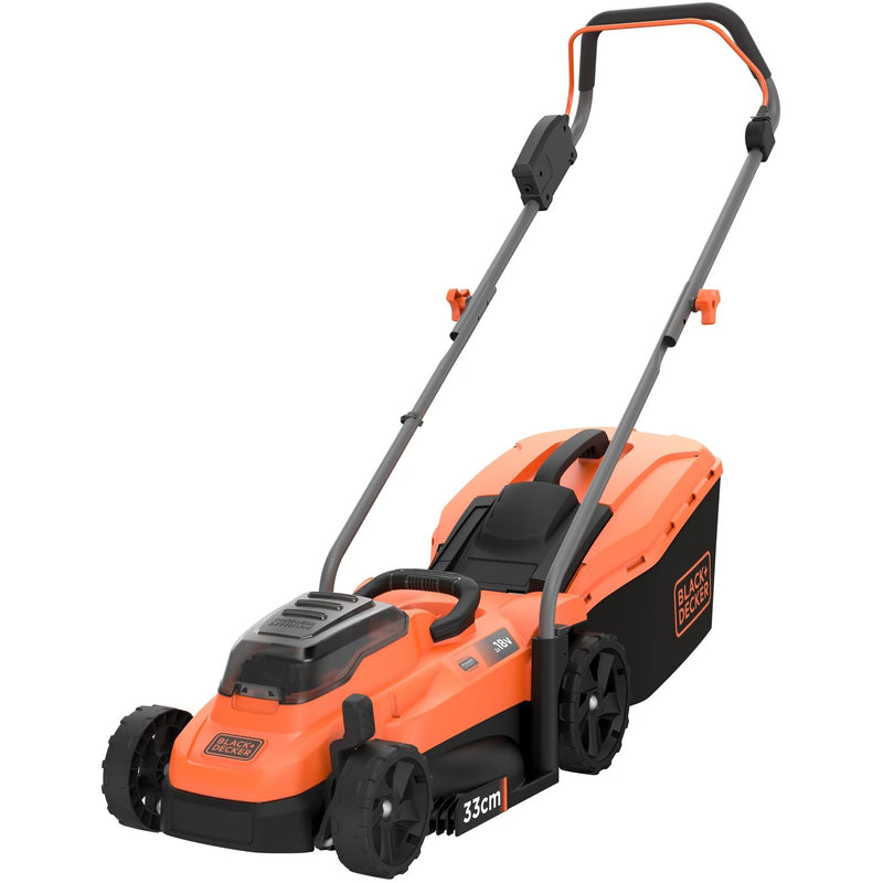 Load image into Gallery viewer, Black+decker bcmw3318l2-qw 2x 18v grasmaaier (oranje zwart, 2x 18v 2.5ah accu en oplader inbegrepen)
