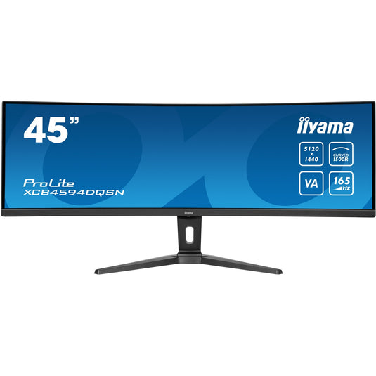 Iiyama prolite xcb4594dqsn-b1 44.5 curved ultrawide monitor (zwart, 1x displayport, 2x hdmi, 1x usb-c, 3x usb-a, 1x rj-45, 165 hz)