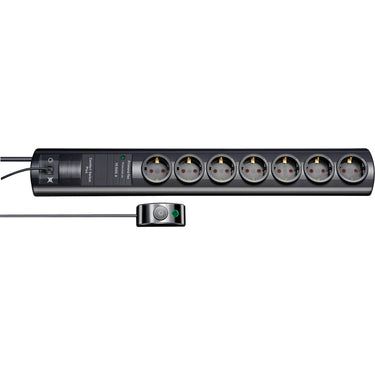 Brennenstuhl primera-tec comfort switch plus 19.500a stekkerdoos met overspanningsbeveiliging 7-voudig zwart 2m h05vv-f 3g1,5 2 permanent, 5 schakelbaar