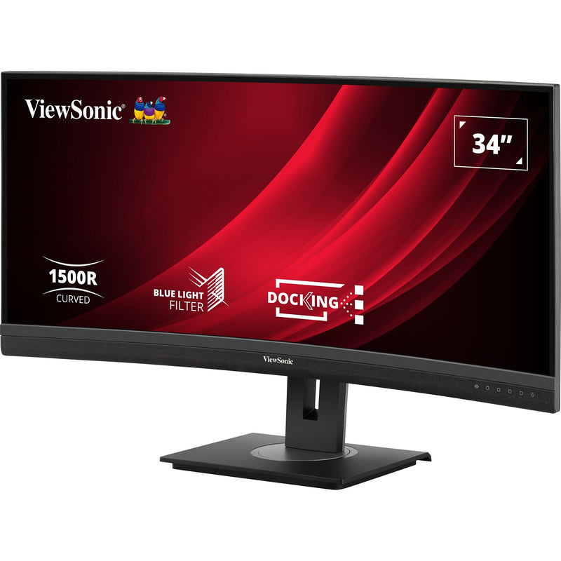 Load image into Gallery viewer, Viewsonic uwqhd curved docking monitor vg3456c 34 ultrawide (zwart (mat), 2x hdmi, 1x displayport, usb-a, usb-b, usb-c, lan, audio)
