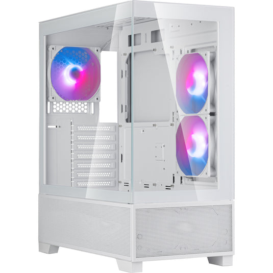 Silverstone lucid 05 mini tower behuizing (wit | 2x usb-a | 1x usb-c | rgb | tempered glass)
