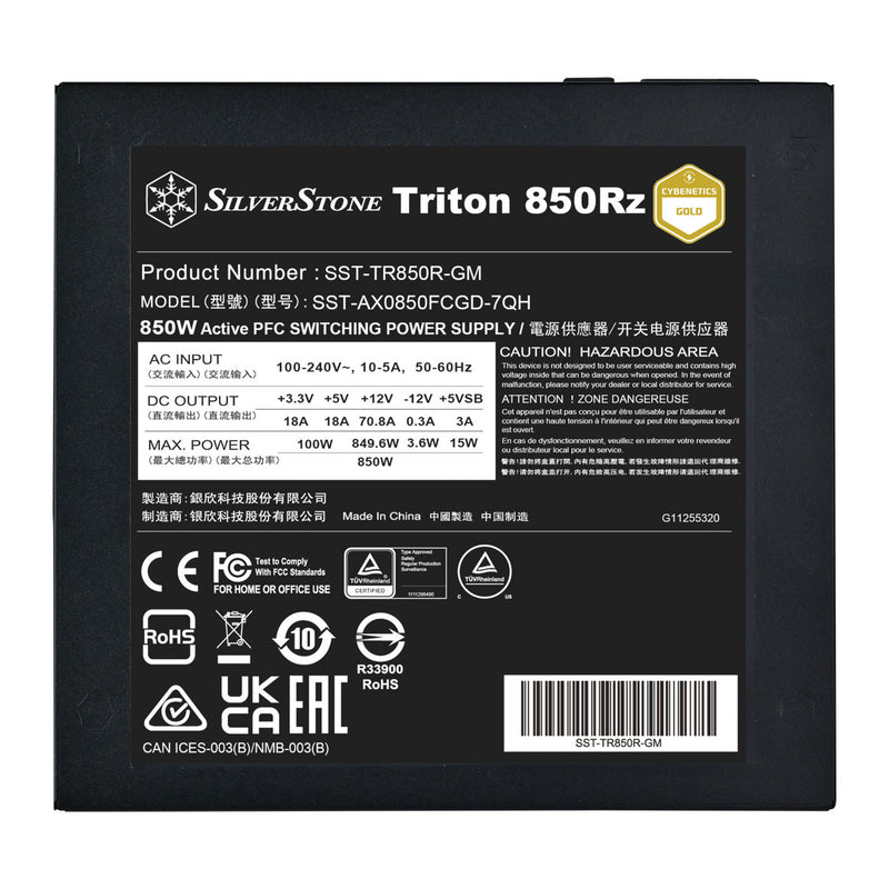 Load image into Gallery viewer, Silverstone triton 850rz modulaire 850 watt voeding (zwart, 1x 12v-2x6, 3x pcie)
