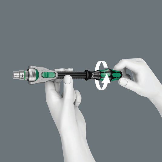 Wera 8100 sc 2 zyklop speed-ratelset, 1 2 , 37‑delig gereedschapsset (zwart groen, snelheidsratel met draaibare kop)