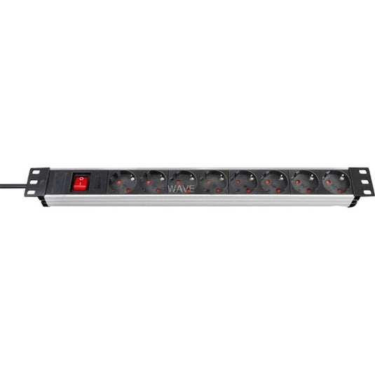Brennenstuhl premium-line technic alu 19 8x stekkerdoos (aluminium zwart, 1390007018, voor 8 stekkers)