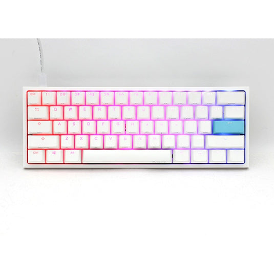 Ducky one 2 pro mini white classic, gaming toetsenbord (wit, us lay-out, cherry mx silent red, rgb led, double-shot pbt, quack mechanics, 60%)