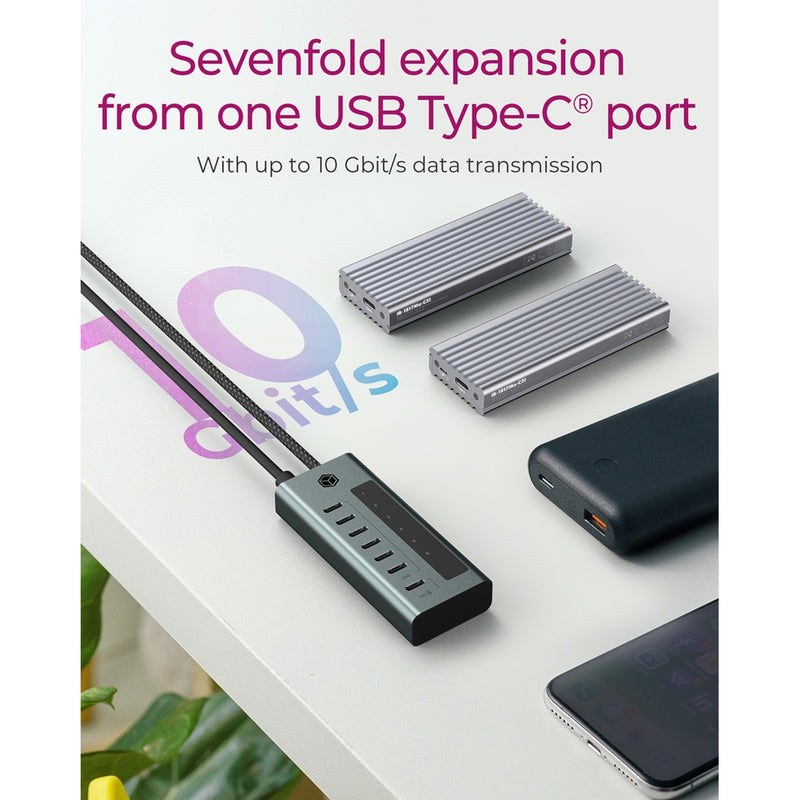 Load image into Gallery viewer, Icy box 7-port usb-c 3.2 gen 2 usb-hub (blauwgrijs)

