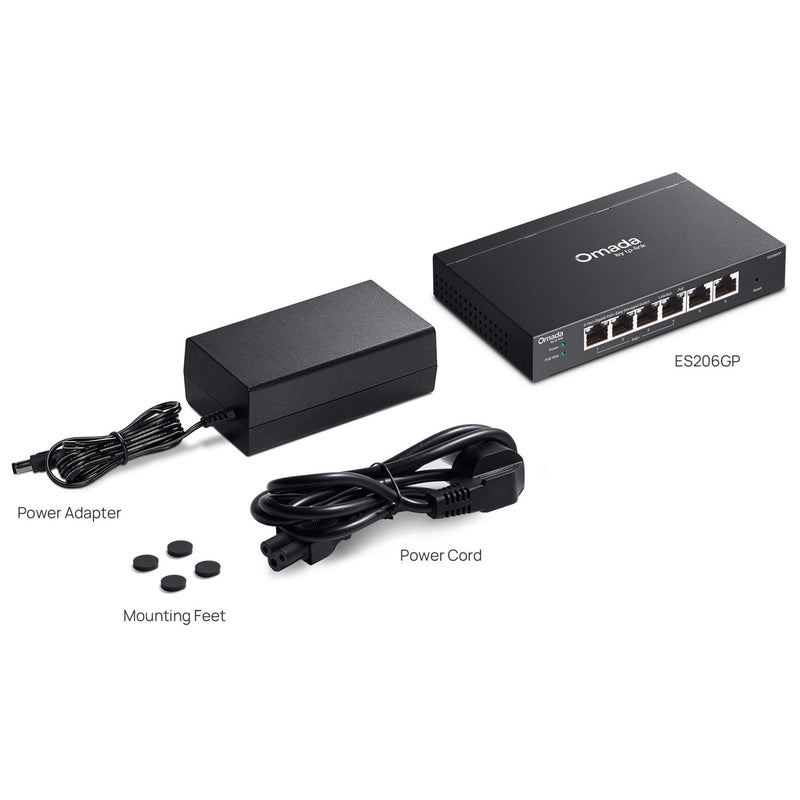 Load image into Gallery viewer, Tp-link omada es206gp switch (zwart, 4x poe+)
