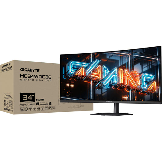 Gigabyte mo34wqc36 qd-oled 34 curved ultrawide gaming monitor (zwart, 2x hdmi, displayport, usb-a, usb-b, usb-c, 360 hz)