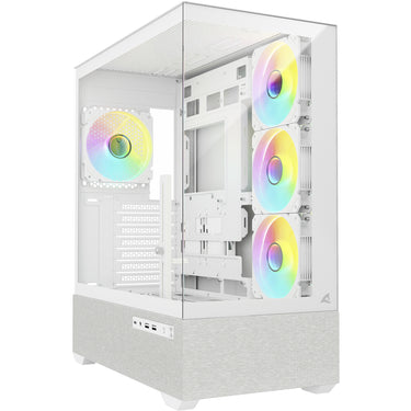 Sharkoon ak7 argb midi tower behuizing (wit | 2x usb-a | 1x usb-c | rgb | tempered glass)