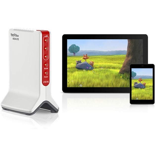 Load image into Gallery viewer, Fritz! box 6820 lte v3 international wlan lte router (wit rood, 4g (lte), 3g 3g+ (umts hspa+), mesh wi-fi)
