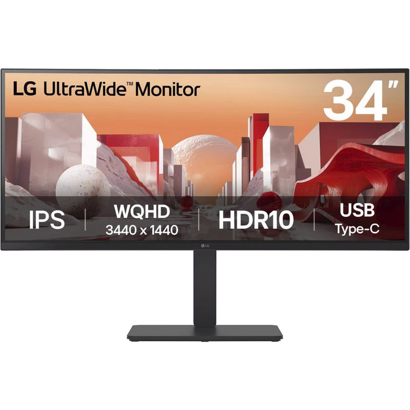 Load image into Gallery viewer, Lg 34ba75qe 34 curved ultrawide monitor (zwart, 1x displayport, 2x hdmi, 1x usb-c, 4x usb-a, 1x rj-45)
