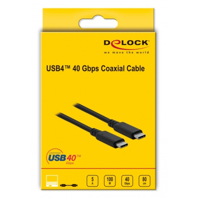 Load image into Gallery viewer, Delock usb4 40 gbps coaxial coax kabel (zwart, 0,8 meter)
