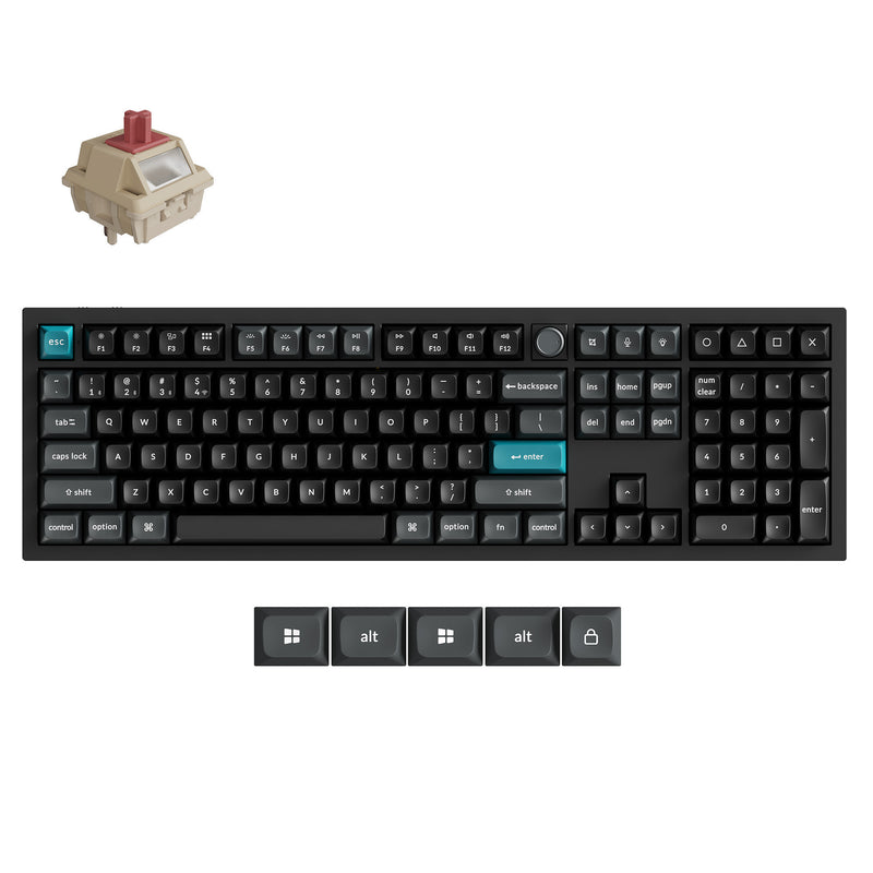 Load image into Gallery viewer, Keychron q6 ultra-m1 8k wireless custom mechanical keyboard (zwart, us lay-out (qwerty), silk pom red, 100%, rgb, hot swap, 8k, 2.4 ghz bluetooth 5.2 usb-c)
