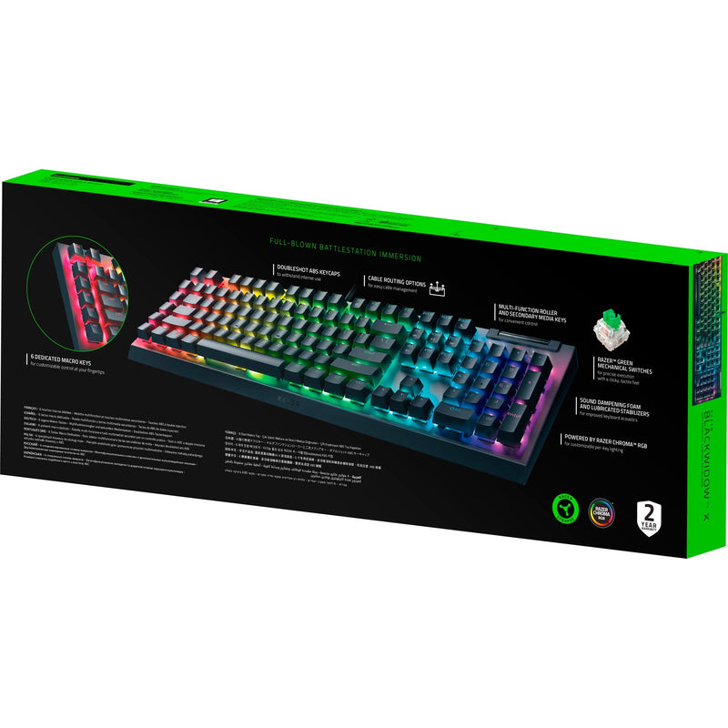 Load image into Gallery viewer, Razer blackwidow v4 x, gaming toetsenbord (zwart, us lay-out, green, rgb leds, doubleshot abs)
