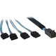Inter-tech kabel sff 8643 > 4x sata (zwart blauw, 0,5 meter (gedeeltelijk afgeschermd))