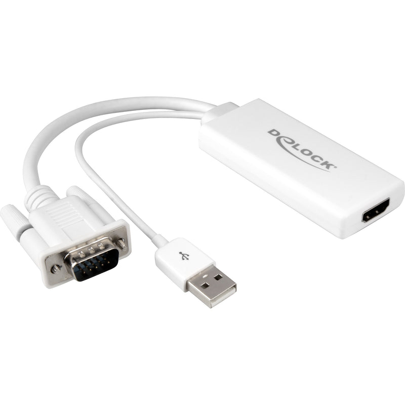 Load image into Gallery viewer, Delock vga (male) + usb-a (male) naar hdmi (female) adapter (wit, 0,25 meter)
