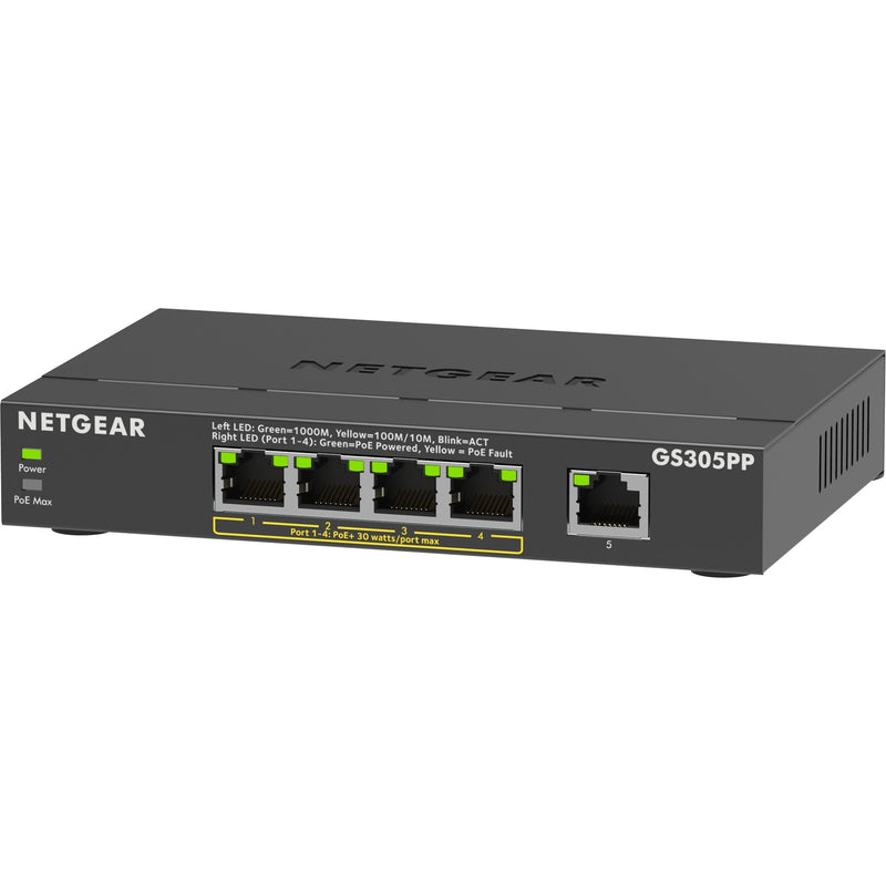 Load image into Gallery viewer, Netgear 5-port gigabit ethernet poe+ unmanaged switch (gs305pp) (zwart)
