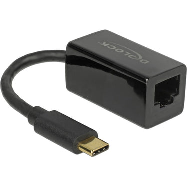 Delock superspeed usb-c (usb 3.1 gen 1) male > gigabit lan 10 100 1000 mbps compact adapter (zwart, 0,135 meter)