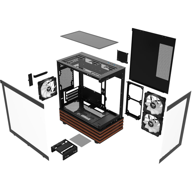 Load image into Gallery viewer, Thermaltake view 170 ws argb mini tower behuizing (zwart houtkleur | 2x usb-a | rgb | window)
