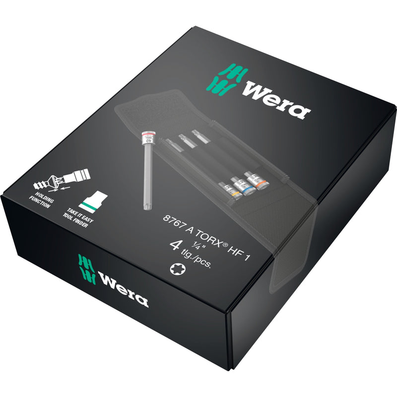 Load image into Gallery viewer, Wera 8767 a torx® hf 1 zyklop bitdoppen set torx dopsleutel (zwart zilver, 4-delig, met vasthoudfunctie, 1 4 -aandrijving)
