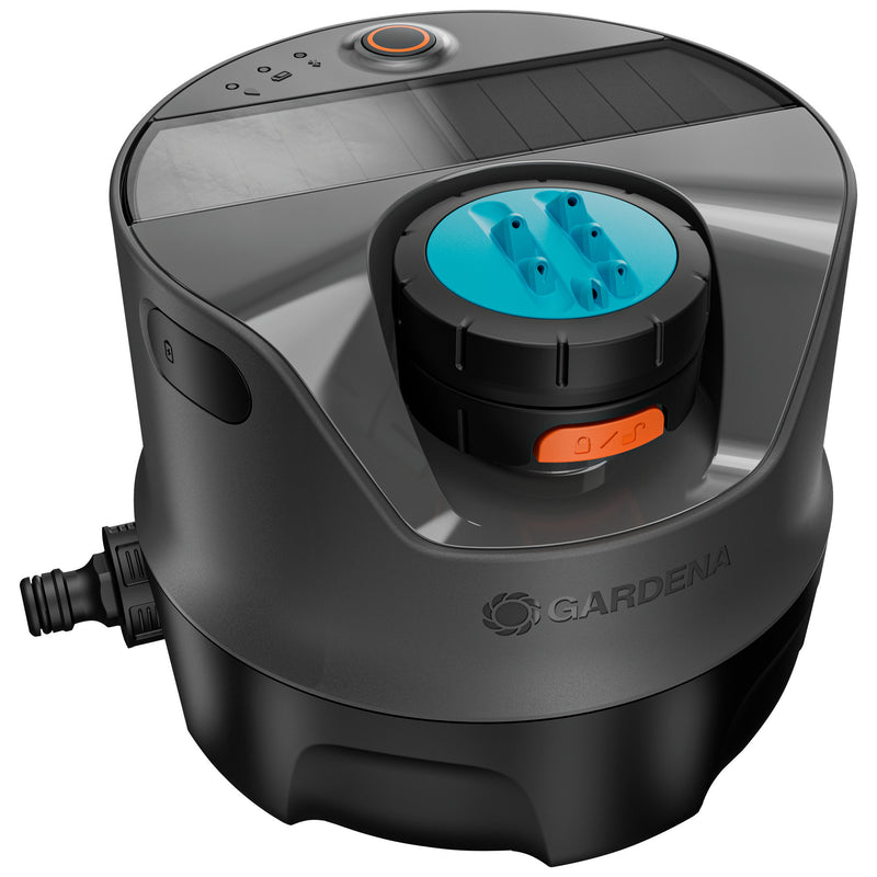 Load image into Gallery viewer, Gardena irrigatiesysteem aquaprecise op zonne-energie voor gazon sprinklersysteem (grijs turquoise, sproeioppervlak 320 m²)
