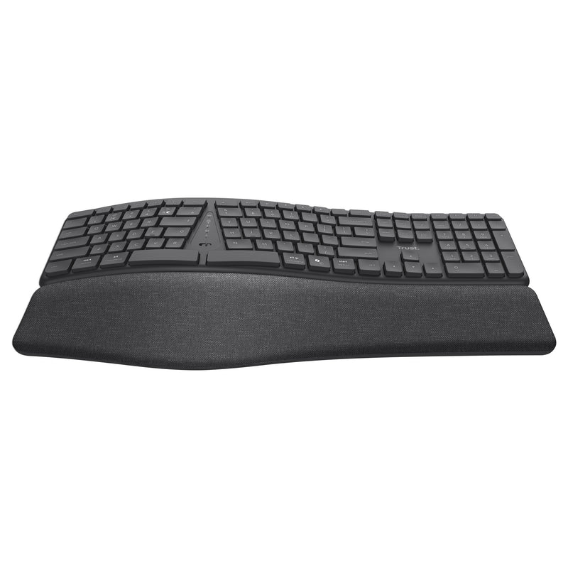 Load image into Gallery viewer, Trust keyra ergonomisch draadloos toetsenbord (zwart, us lay-out (qwerty), 100%, 2.4 ghz usb | bluetooth)
