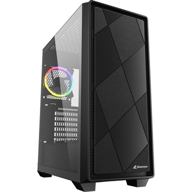 Sharkoon vs8 rgb black midi tower behuizing (zwart | 2x usb-a | 1x usb-c | rgb | tempered glass)