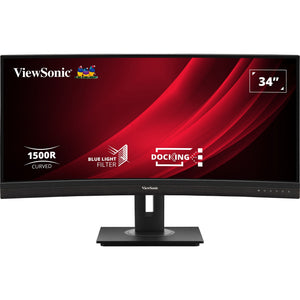 Viewsonic uwqhd curved docking monitor vg3456c 34 ultrawide (zwart (mat), 1x displayport, 2x hdmi, 1x usb-c, 4x usb-a, 1x rj-45)
