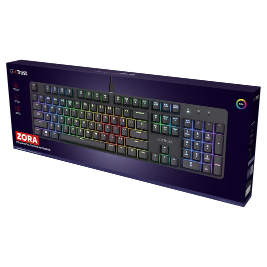 Trust gxt 871 zora mechanisch gamingtoetsenbord, gaming toetsenbord (zwart, us lay-out, huano red)