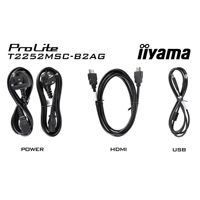 Load image into Gallery viewer, Iiyama prolite t2252msc-b2ag 21.5 touchscreen monitor (zwart, hdmi, displayport, 2x usb-a, usb-b)
