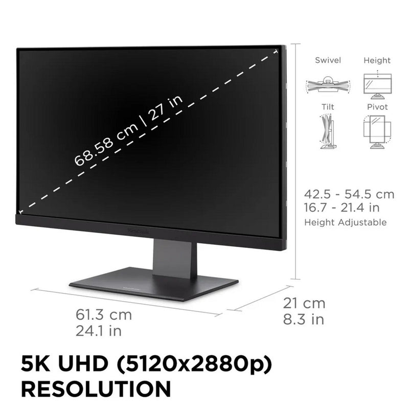 Load image into Gallery viewer, Viewsonic vp2788-5k mac-compatible 27 4k uhd monitor (zwart, 2x thunderbolt 4, 1x hdmi, 1x displayport, usb-a, usb-c)
