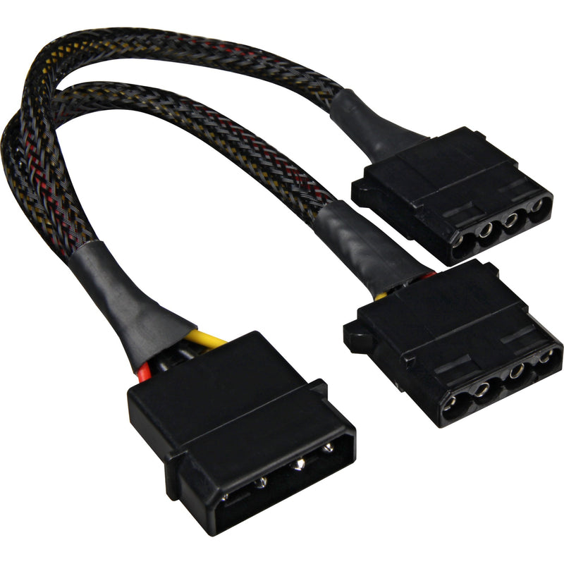 Load image into Gallery viewer, Sharkoon 5,25 4-pin (male) naar 5,25 4-pin (female) y-stroomsplitterkabel (zwart, 15 centimeter)
