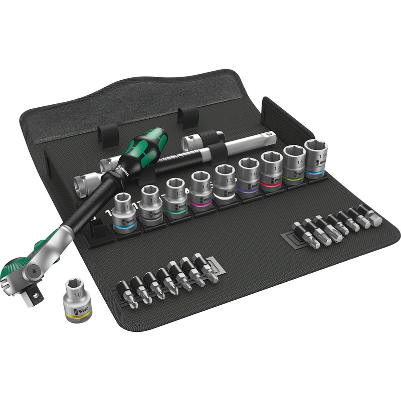 Load image into Gallery viewer, Wera 8100 sc 6 zyklop speed-ratelset, 1 2 -aandrijving gereedschapsset (zwart groen, 28-delig)
