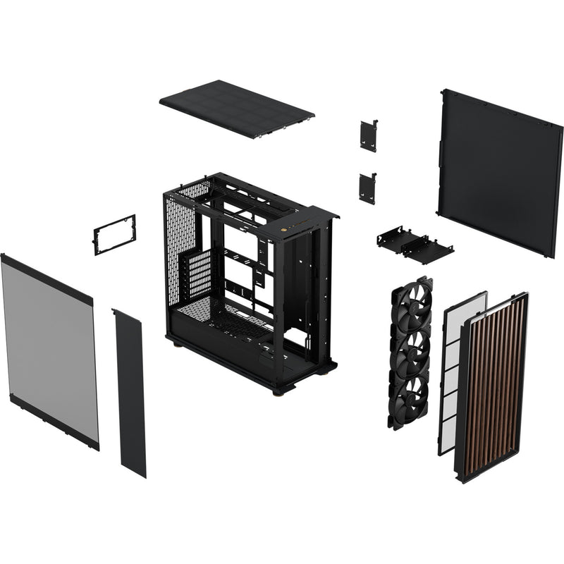 Afbeelding laden in galerijviewer, Fractal design north xl rc charcoal black tg dark midi tower behuizing (zwart houtkleur | 2x usb-a | 1x usb-c | tempered glass)
