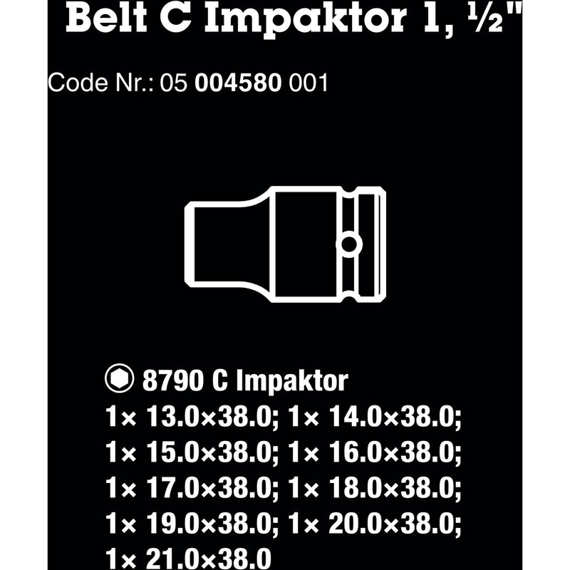 Load image into Gallery viewer, Wera belt c impaktor 1 doppenset, 1 2 dopsleutel (zwart, 9-delig, voor slagmoersleutels)
