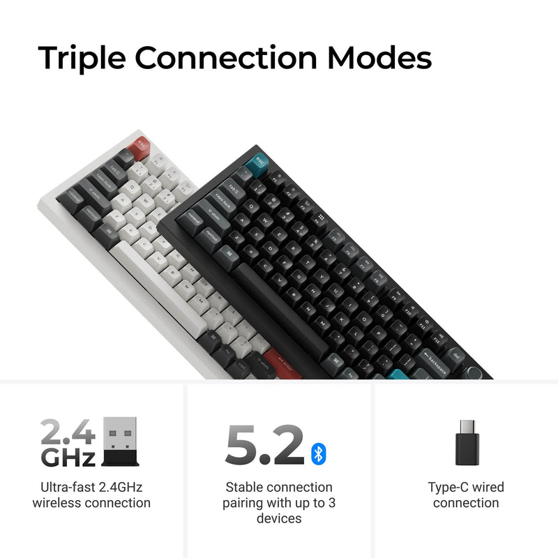 Load image into Gallery viewer, Keychron q1 ultra-m3 8k wireless custom mechanical keyboard (zwart, us lay-out (qwerty), silk pom brown, 75%, rgb, hot swap, 8k, 2.4 ghz | bluetooth 5.2 | usb-c)
