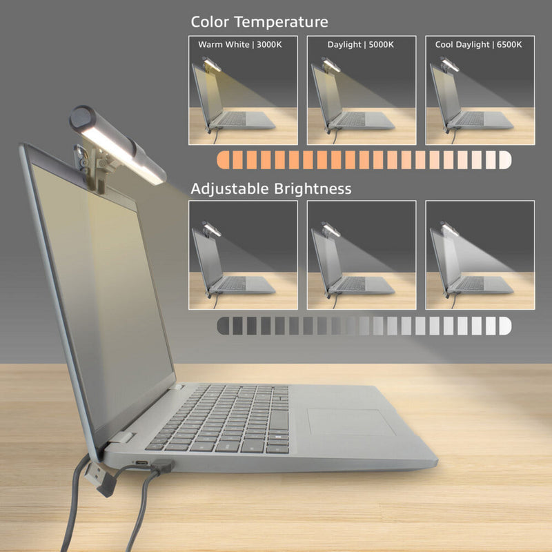 Load image into Gallery viewer, Act connectivity dimbare clip-on laptop led-lichtbalk led-bar (zwart, usb-voeding, 3000k-6500k)
