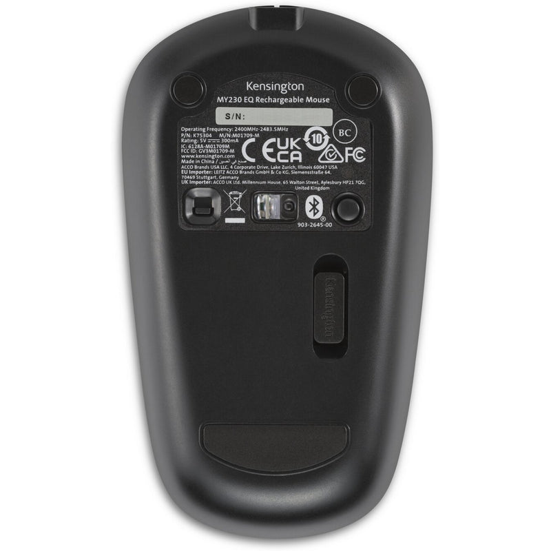 Load image into Gallery viewer, Kensington my230 eq rechargeable mouse - wireless – midsize (zwart, bluetooth, 2.4 ghz)
