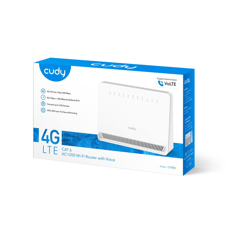 Afbeelding laden in galerijviewer, Cudy ac1200 wi-fi 4g lte-cat6 gigabit router lt700v mesh router (wit, mesh, app, nano simslot)
