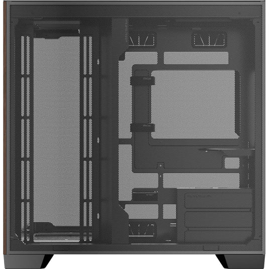 Antec c8 curve wood midi tower behuizing (zwart houtkleur | 2x usb-a | 1x usb-c | tempered glass)