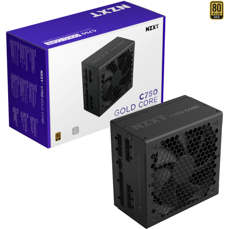 Load image into Gallery viewer, Nzxt c750 gold core modulaire 750 watt voeding (zwart, 1x 12v-2x6, 2x pcie)
