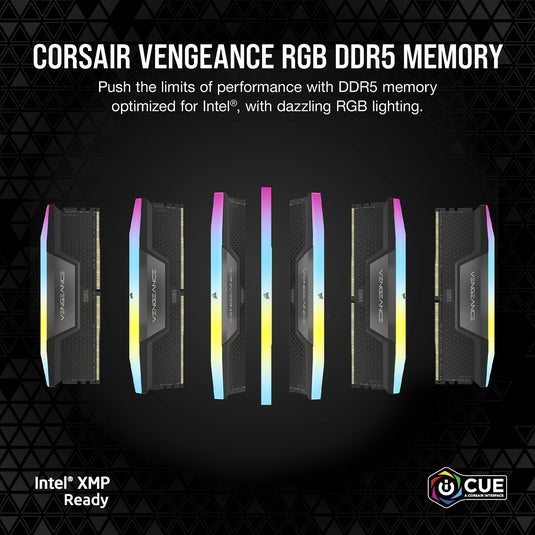 Corsair 32 gb ddr5-6000 (2x 16 gb) kit werkgeheugen (zwart, cmh32gx5m2b6000c38, vengeance rgb, xmp)