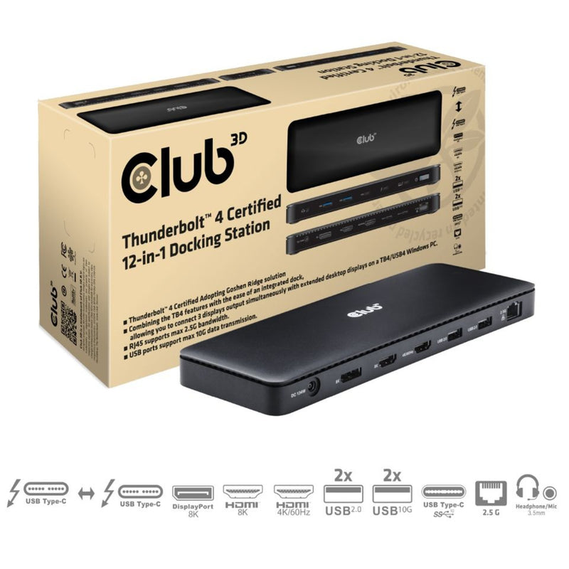 Load image into Gallery viewer, Club 3d thunderbolt 4 12-in-1 dock dockingstation (zwart)
