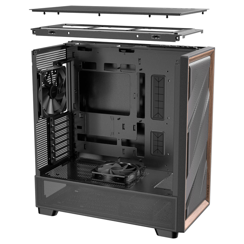 Load image into Gallery viewer, Antec flux midi tower behuizing (zwart | 2x usb-a | 1x usb-c | tempered glass)
