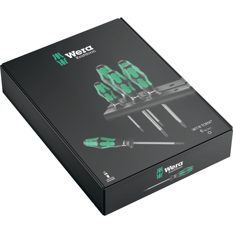 Load image into Gallery viewer, Wera 367 6 schroevendraaierset kraftform plus (zwart groen, 6-delig)
