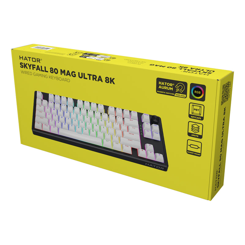 Load image into Gallery viewer, Hator skyfall mag ultra 8k rgb mechanisch gaming toetsenbord (zwart, us lay-out (qwerty), hator aurum ice, 80% (tkl), rgb, double-shot pbt, hot-swap)
